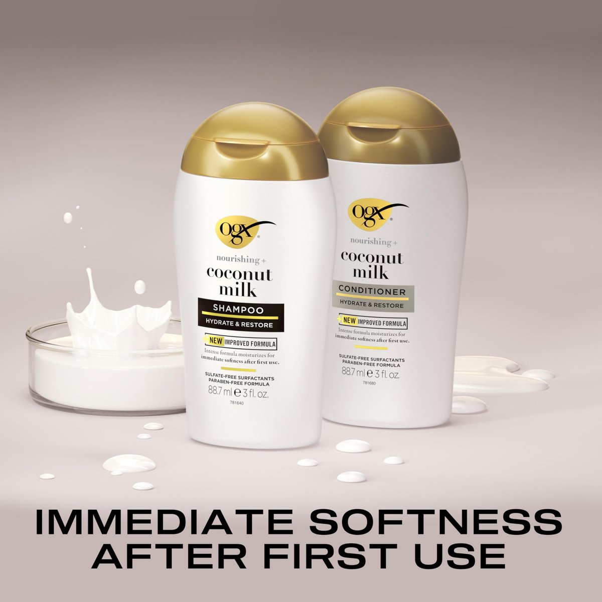OGX Nourishing + Coconut Milk Shampoo & Conditioner & Extra Strength Damage Remedy + Coconut Miracle Oil Penetrating Hair Oil 3-Piece Hydration Set Avelisse