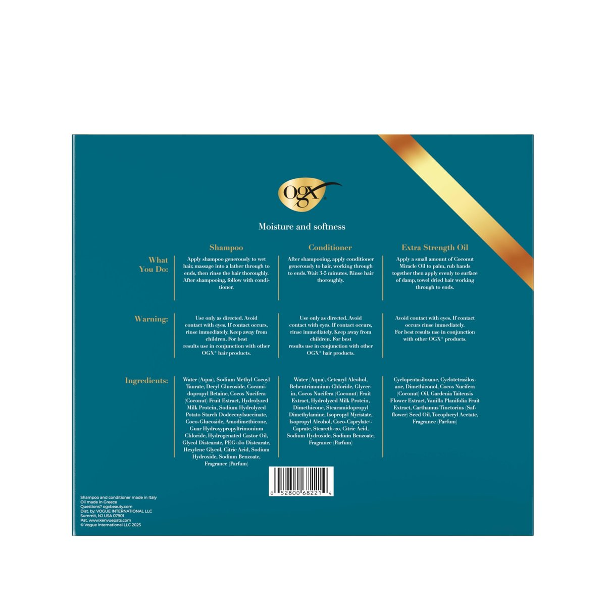 OGX Nourishing + Coconut Milk Shampoo & Conditioner & Extra Strength Damage Remedy + Coconut Miracle Oil Penetrating Hair Oil 3-Piece Hydration Set Avelisse