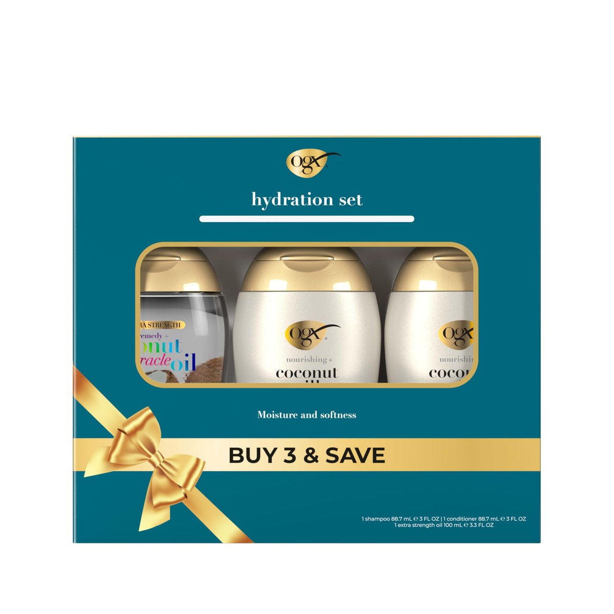 OGX Nourishing + Coconut Milk Shampoo & Conditioner & Extra Strength Damage Remedy + Coconut Miracle Oil Penetrating Hair Oil 3-Piece Hydration Set Avelisse