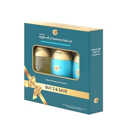 OGX Renewing + Argan Oil of Morocco Travel Size Hair Care Set – Damage Repairing Shampoo, Conditioner & Hair Oil Treatment