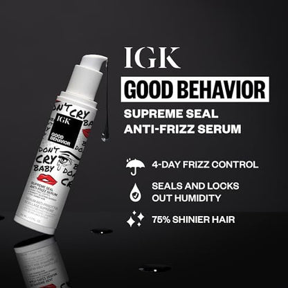 IGK Good Behavior Anti-Frizz Smoothing Serum – Shine, Humidity & Heat Protection for Dry Frizz-Prone Hair, 1.3 oz Avelisse