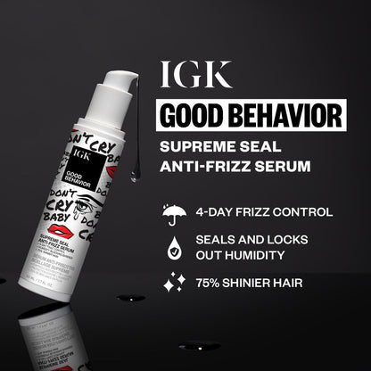 IGK Good Behavior Anti-Frizz Smoothing Serum – Shine, Humidity & Heat Protection for Dry Frizz-Prone Hair, 1.3 oz Avelisse