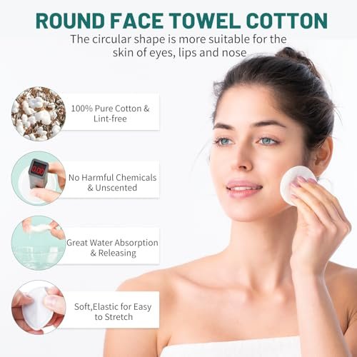 Premium Cotton Rounds for Face, 300 Count Makeup Remover Pads, 100% Pure & Natural Facial Cleansing Round Pads, Soft, Hypoallergenic, Lint-Free, Highly Absorbent - görsel 7