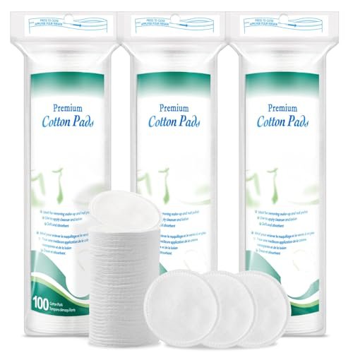 Premium Cotton Rounds for Face, 300 Count Makeup Remover Pads, 100% Pure & Natural Facial Cleansing Round Pads, Soft, Hypoallergenic, Lint-Free, Highly Absorbent - görsel 1