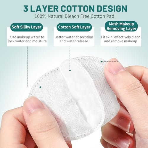 Premium Cotton Rounds for Face, 300 Count Makeup Remover Pads, 100% Pure & Natural Facial Cleansing Round Pads, Soft, Hypoallergenic, Lint-Free, Highly Absorbent - görsel 3