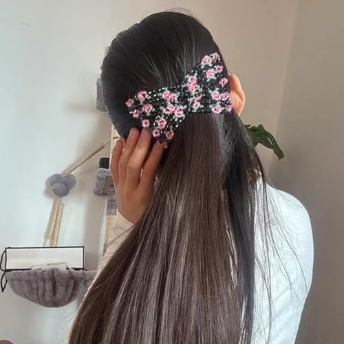 Qvunwlin 2 Pcs Stretchy Beaded Women Hair Combs - Multicolor Magic Bun Maker Elastic Hair Clips for Thick Hair - görsel 14
