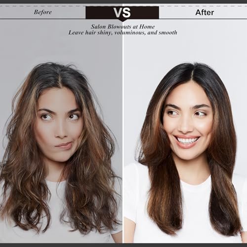 LURA Automatic Dual Voltage Hair Dryer Brush with European Plug - Travel Hair Blow Dryer Brush with Travel Bag, Mini Hot Air Brush for Women and Kids (Black) Avelisse