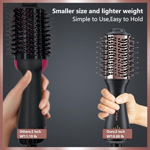 LURA Automatic Dual Voltage Hair Dryer Brush with European Plug - Travel Hair Blow Dryer Brush with Travel Bag, Mini Hot Air Brush for Women and Kids (Black) Avelisse