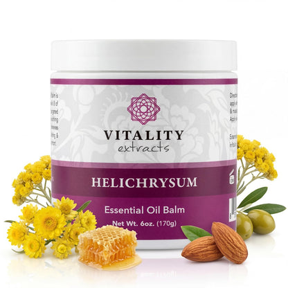 Vitality Extracts Helichrysum Balm - 6oz, Helichrysum Gymnocephalum, Beeswax, Almond Oil, Ultra-Moisturizing Skin Healing Full Body Hydration Avelisse
