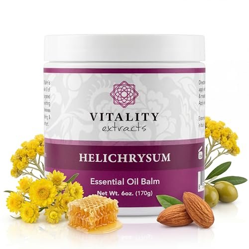Vitality Extracts Helichrysum Balm - 6oz, Helichrysum Gymnocephalum, Beeswax, Almond Oil, Ultra-Moisturizing Skin Healing Full Body Hydration Avelisse