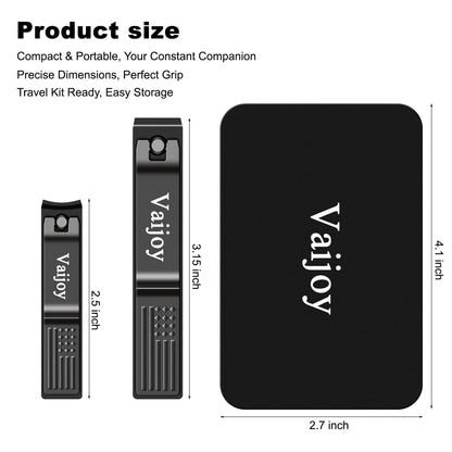 VAIJOY Nail Clippers Set – Stainless Steel Fingernail and Toenail Trimmer for Men & Women with Tin Case Avelisse