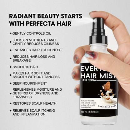 Super Almond Milk Leave in Conditioner Spray with Collagen – Detangler & Anti Frizz Hair Treatment for Dry Damaged Hair, Helps Reduce Split Ends & Flyaways, Improves Softness & Shine, 4 fl oz (120mL) Avelisse