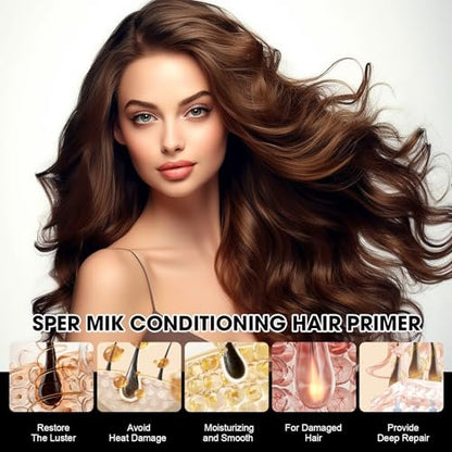 Super Almond Milk Leave in Conditioner Spray with Collagen – Detangler & Anti Frizz Hair Treatment for Dry Damaged Hair, Helps Reduce Split Ends & Flyaways, Improves Softness & Shine, 4 fl oz (120mL) Avelisse