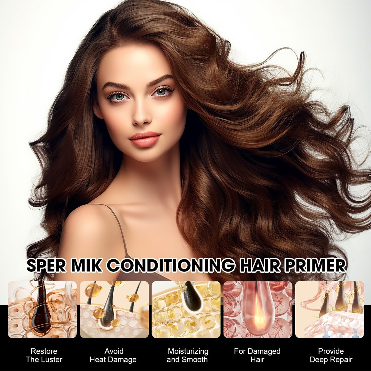 Super Almond Milk Leave in Conditioner Spray with Collagen – Detangler & Anti Frizz Hair Treatment for Dry Damaged Hair, Helps Reduce Split Ends & Flyaways, Improves Softness & Shine, 4 fl oz (120mL) Avelisse