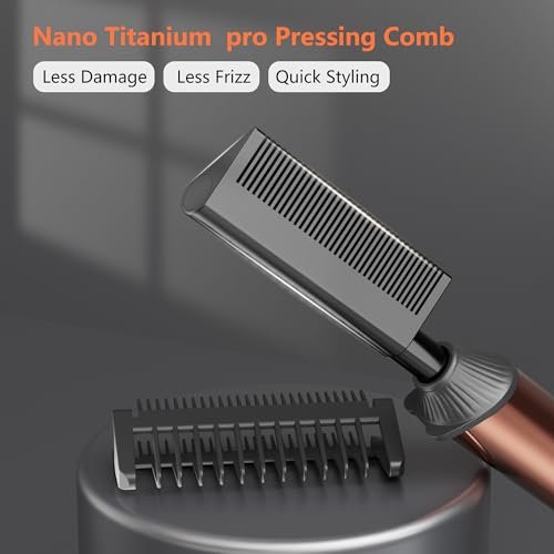 LURA Nano Titanium Hot Comb for Wigs | 250-500°F Electric Straightening Comb for Black Women Hair | Professional Pressing Comb (Rose Gold) Avelisse
