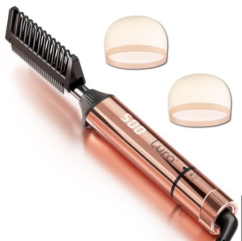 LURA Nano Titanium Hot Comb for Wigs | 250-500°F Electric Straightening Comb for Black Women Hair | Professional Pressing Comb (Rose Gold) Avelisse