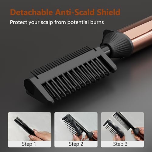 LURA Nano Titanium Hot Comb for Wigs | 250-500°F Electric Straightening Comb for Black Women Hair | Professional Pressing Comb (Rose Gold) Avelisse