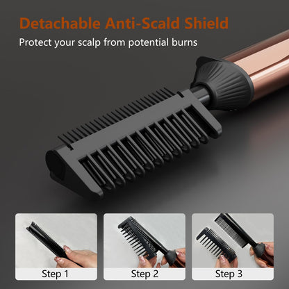 LURA Nano Titanium Hot Comb for Wigs | 250-500°F Electric Straightening Comb for Black Women Hair | Professional Pressing Comb (Rose Gold) Avelisse