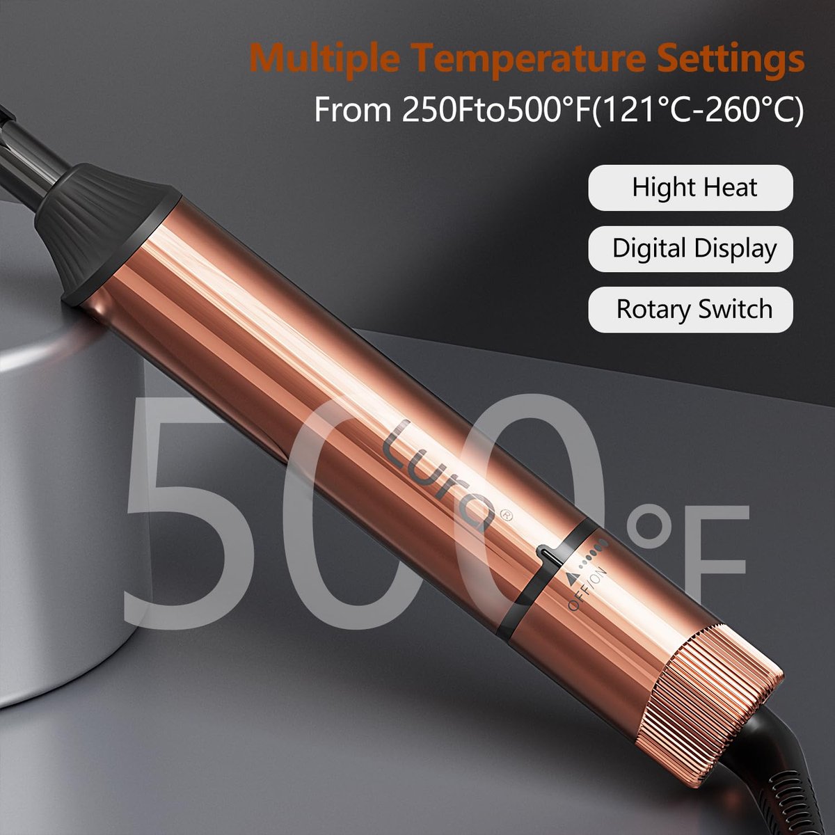 LURA Nano Titanium Hot Comb for Wigs | 250-500°F Electric Straightening Comb for Black Women Hair | Professional Pressing Comb (Rose Gold) Avelisse