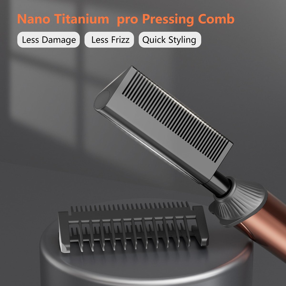 LURA Nano Titanium Hot Comb for Wigs | 250-500°F Electric Straightening Comb for Black Women Hair | Professional Pressing Comb (Rose Gold) Avelisse