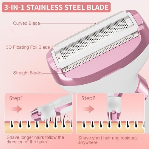 RUIM 5-in-1 Women's Electric Shaver & Hair Trimmer Kit - Painless Cordless Wet/Dry Razor for Legs, Underarms, Bikini Line, Face & Body, Waterproof & USB Rechargeable Avelisse