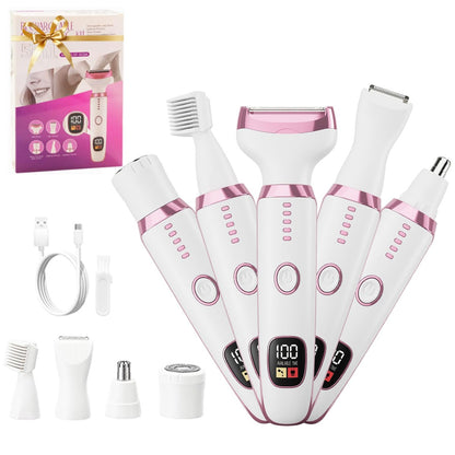 RUIM 5-in-1 Women's Electric Shaver & Hair Trimmer Kit - Painless Cordless Wet/Dry Razor for Legs, Underarms, Bikini Line, Face & Body, Waterproof & USB Rechargeable Avelisse