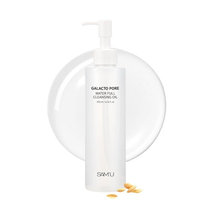 SAM'U Galacto Pore Water Full Cleansing Oil - Korean Oil Cleanser & Makeup Remover with Galactomyces & Rice Bran Oil, Non-Comedogenic, 6.76 fl oz