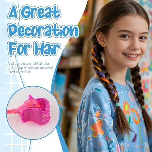 24PCS Colored Hair Extensions for Girls | Rainbow Clip-In Hair Clips & Ponytail Accessories | Multicolor Polyester Fiber - görsel 8