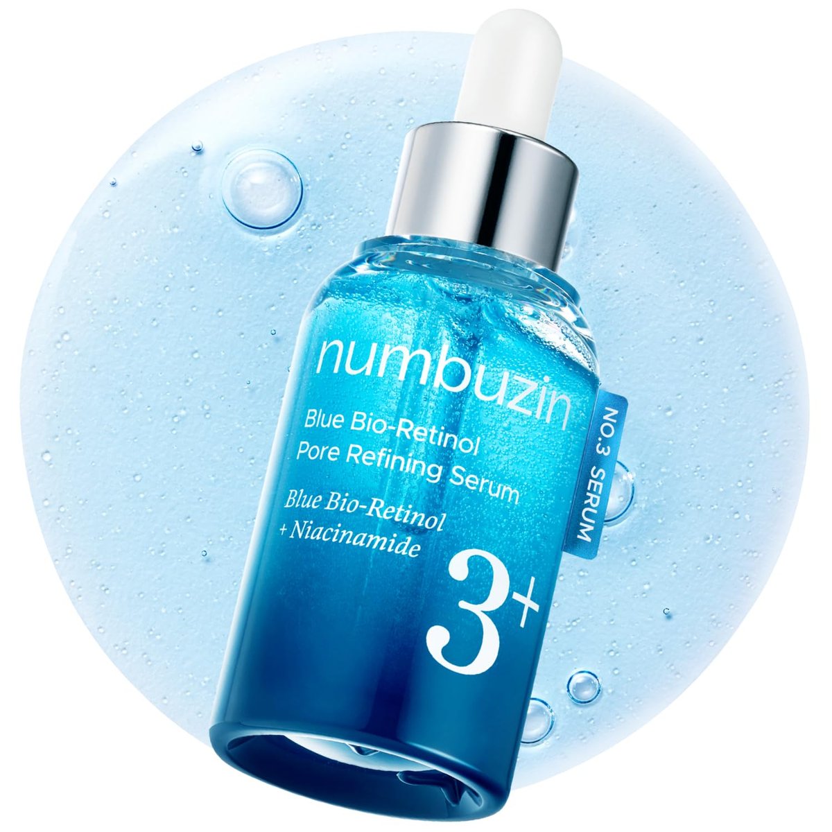 numbuzin No.3 Blue Bio-Retinol Pore Refining Serum – Retinol Beginner, Tightening, Firming, BHA, Niacinamide, Peptide – 1.01 fl oz (30ml) Avelisse