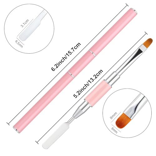 2-Piece Dual-Ended Nail Art Brush and Spatula Set - Pink & Black UV Gel Nail Tools for Poly Extension, Sculpture Gel - Manicure Design Kit for Salon & DIY Use - görsel 8