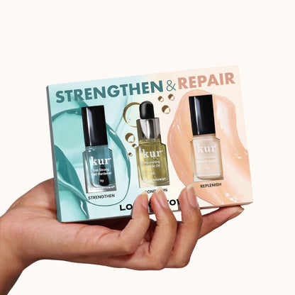 LONDONTOWN Strengthen & Repair Trio - Strengthening Moisturizing Nail Care Set for Damaged Nails, Healthy Growth Treatment, 0.13 Fl Oz (Pack of 3) Avelisse