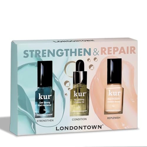 LONDONTOWN Strengthen & Repair Trio - Strengthening Moisturizing Nail Care Set for Damaged Nails, Healthy Growth Treatment, 0.13 Fl Oz (Pack of 3) Avelisse