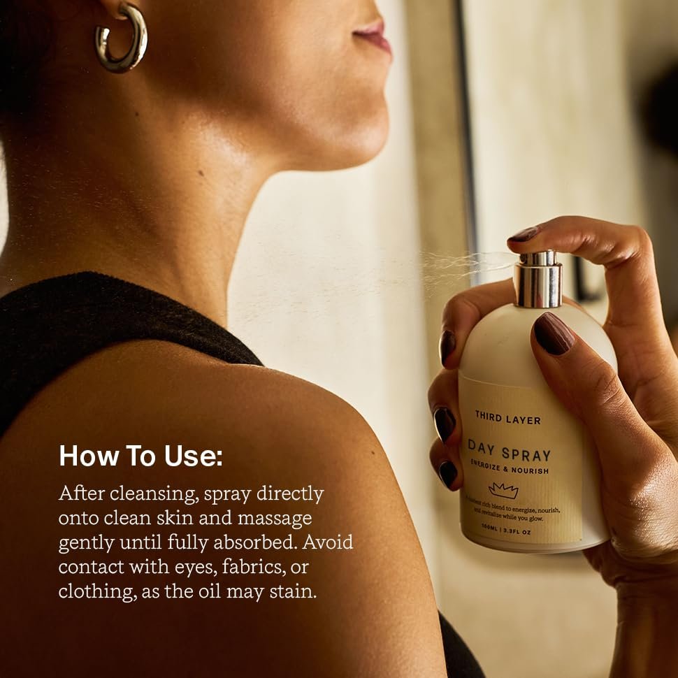 Third Layer Day Spray – Fast-Absorbing Skin & Body Oil with Jojoba, Moringa & Green Coffee – Alcohol-Free, Paraben-Free, Synthetic Fragrance-Free (3.3 fl oz) Avelisse