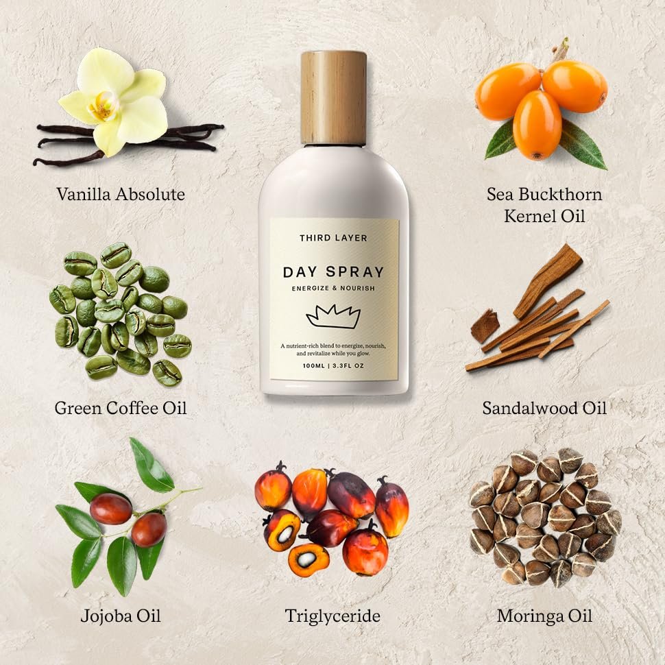 Third Layer Day Spray – Fast-Absorbing Skin & Body Oil with Jojoba, Moringa & Green Coffee – Alcohol-Free, Paraben-Free, Synthetic Fragrance-Free (3.3 fl oz) Avelisse