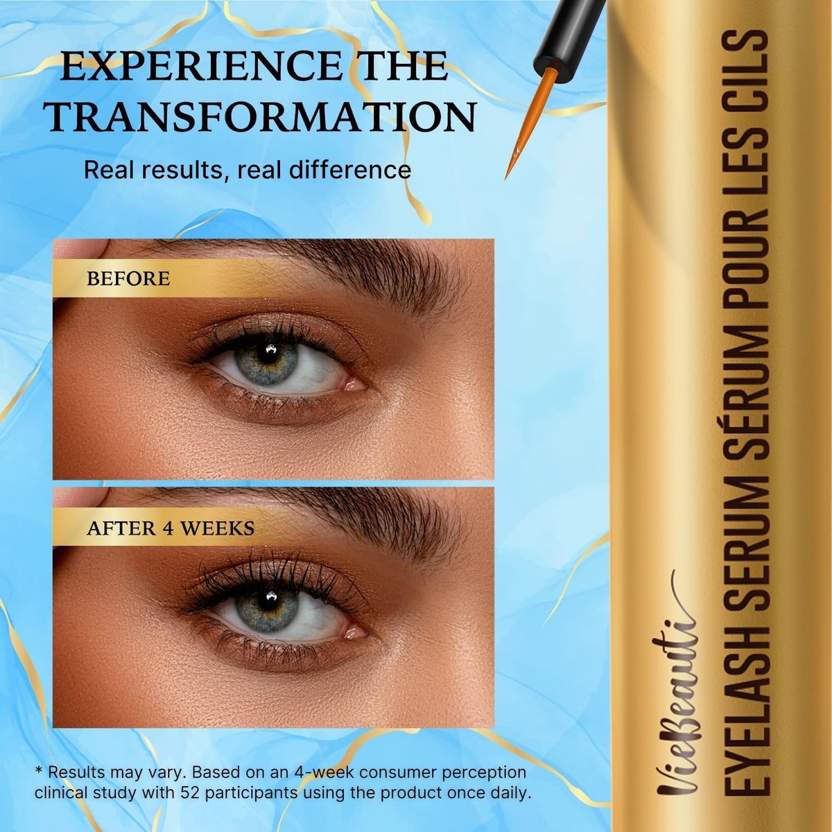 VieBeauti Lash Serum for Eyelash Growth - 5mL Advanced Formula for Longer, Fuller, Thicker Lashes - Vegan & Cruelty-Free, Safe for Sensitive Eyes, 5-Month Supply Avelisse