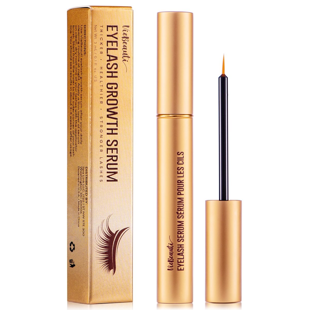 VieBeauti Lash Serum for Eyelash Growth - 5mL Advanced Formula for Longer, Fuller, Thicker Lashes - Vegan & Cruelty-Free, Safe for Sensitive Eyes, 5-Month Supply Avelisse