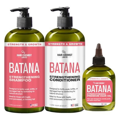 Hair Chemist Batana Strengthening Set – Shampoo, Conditioner & Hair Oil for Growth & Thickness