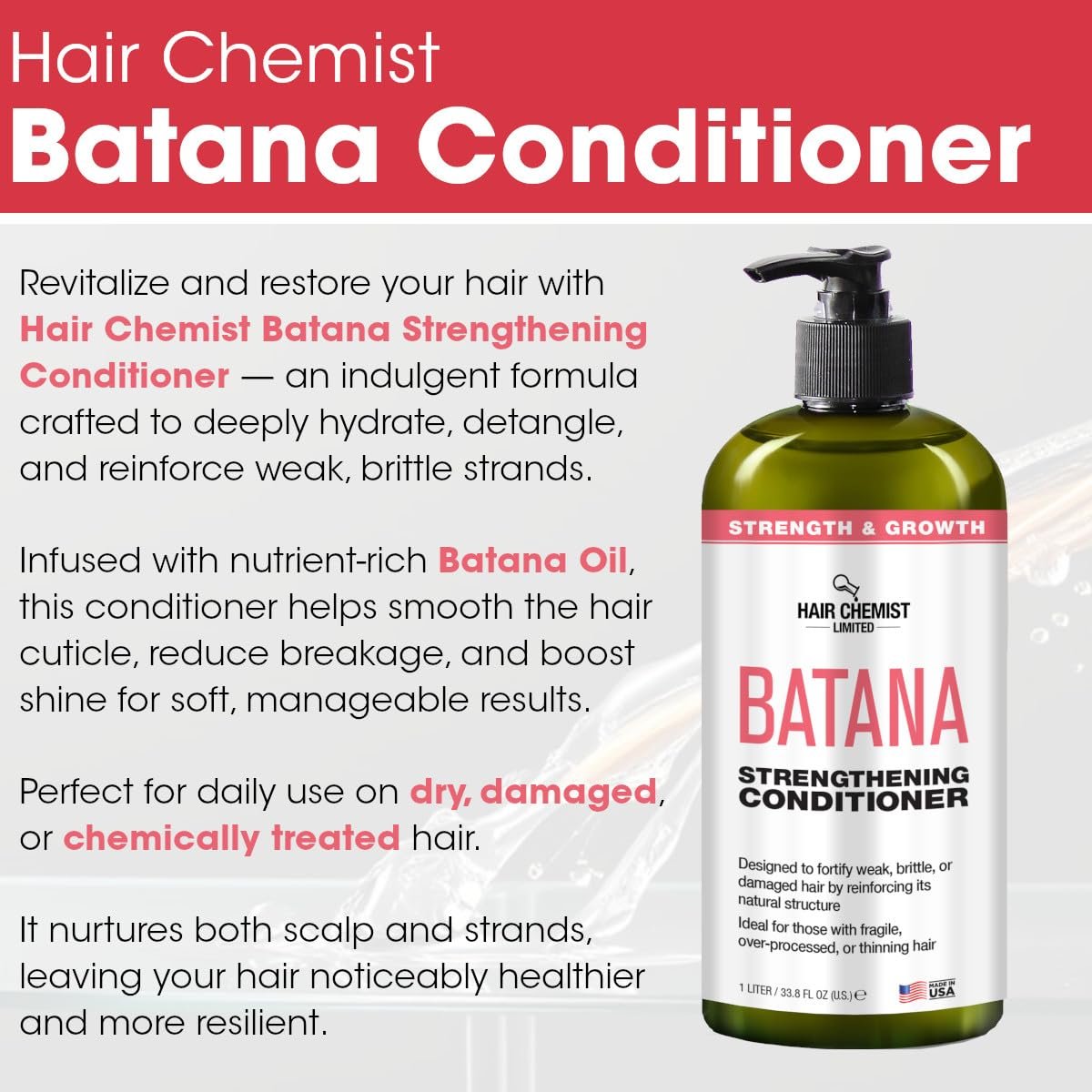 Hair Chemist Batana Strengthening Set – Shampoo, Conditioner & Hair Oil for Growth & Thickness - görsel 7