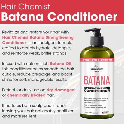 Hair Chemist Batana Strengthening Set – Shampoo, Conditioner & Hair Oil for Growth & Thickness