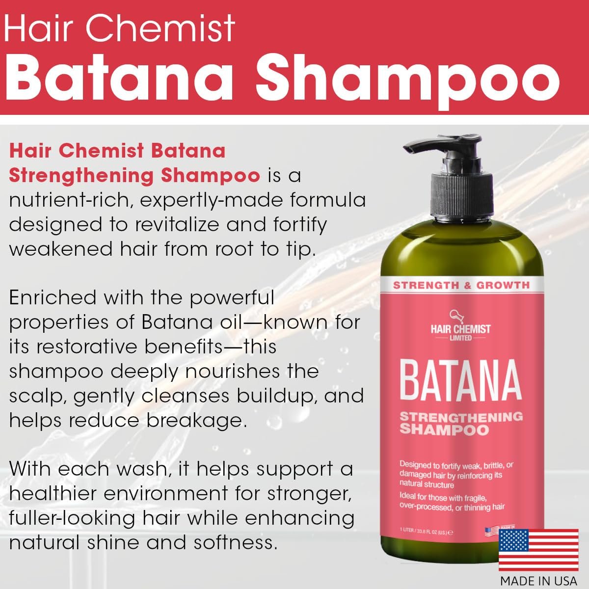 Hair Chemist Batana Strengthening Set – Shampoo, Conditioner & Hair Oil for Growth & Thickness - görsel 5