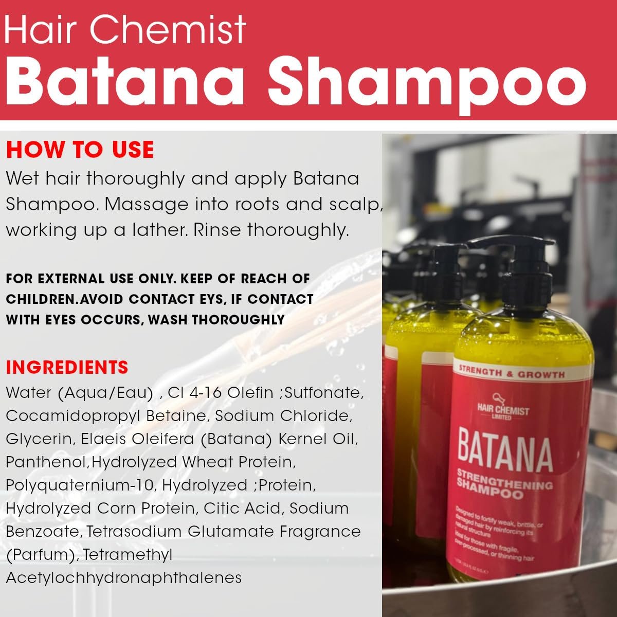 Hair Chemist Batana Strengthening Set – Shampoo, Conditioner & Hair Oil for Growth & Thickness - görsel 11