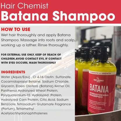 Hair Chemist Batana Strengthening Set – Shampoo, Conditioner & Hair Oil for Growth & Thickness