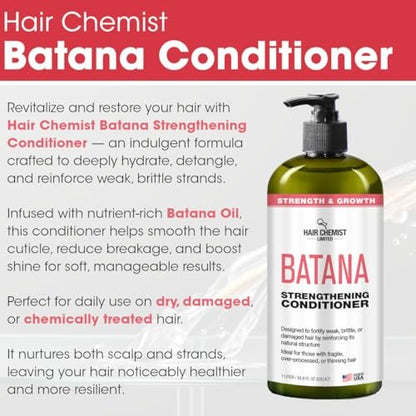Hair Chemist Batana Strengthening Set – Shampoo, Conditioner & Hair Oil for Growth & Thickness