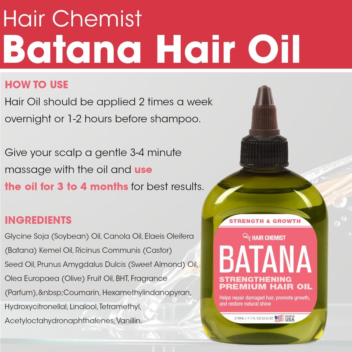 Hair Chemist Batana Strengthening Set – Shampoo, Conditioner & Hair Oil for Growth & Thickness - görsel 15