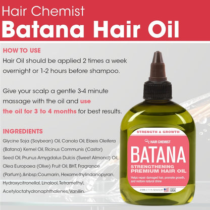 Hair Chemist Batana Strengthening Set – Shampoo, Conditioner & Hair Oil for Growth & Thickness
