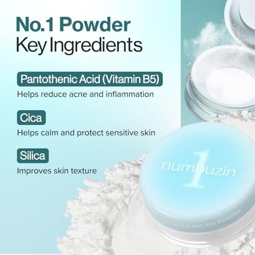 numbuzin No.1 Powder | Pantothenic Skincare 100 Powder | 24H Long-Lasting Finish | Silica + Pantothenic Acid + CICA | For Acne-Prone Skin | 0.24 oz Avelisse