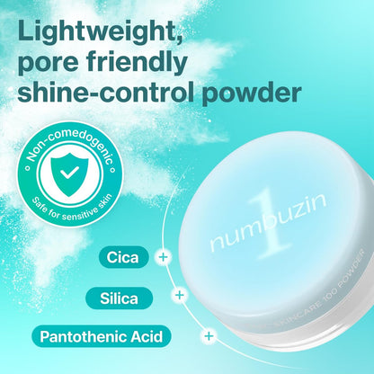 numbuzin No.1 Powder | Pantothenic Skincare 100 Powder | 24H Long-Lasting Finish | Silica + Pantothenic Acid + CICA | For Acne-Prone Skin | 0.24 oz Avelisse