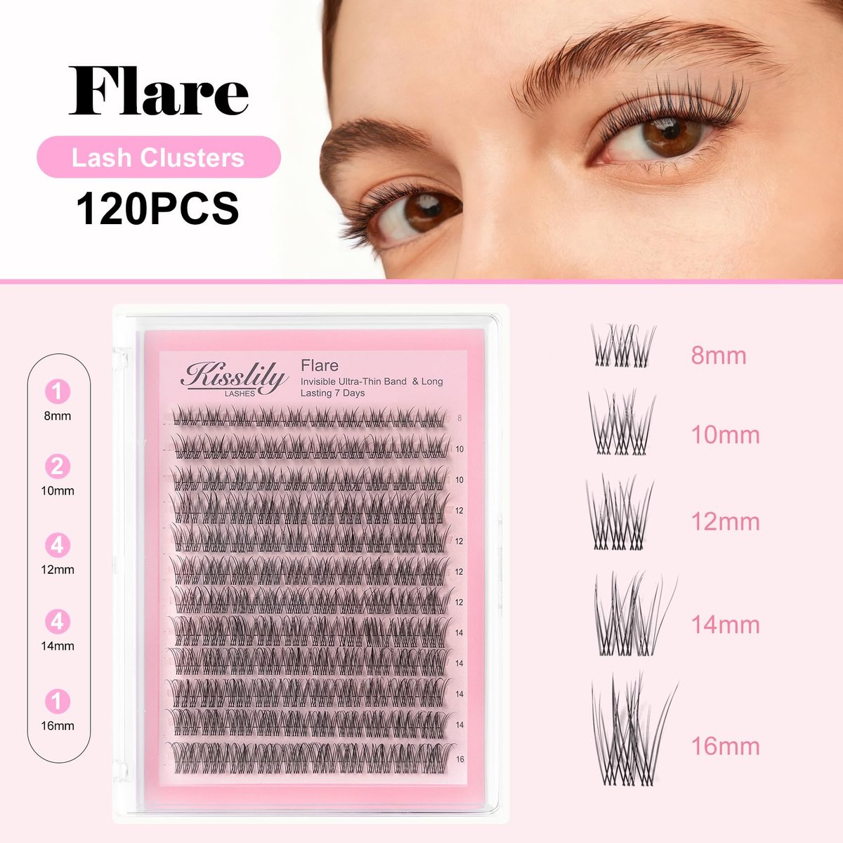 Flare Lashes with Invisible Band – DIY Natural Eyelash Extension Kit with Bond, Seal, Glue, and Remover – Beginner Friendly, Individual Lashes, Waterproof & Long Lasting Makeup Avelisse