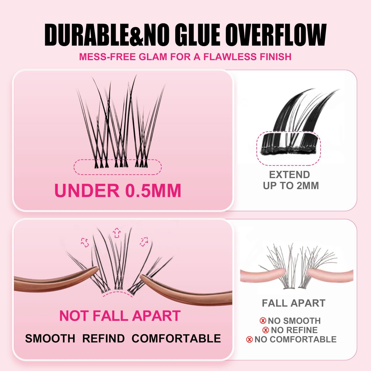 Flare Lashes with Invisible Band – DIY Natural Eyelash Extension Kit with Bond, Seal, Glue, and Remover – Beginner Friendly, Individual Lashes, Waterproof & Long Lasting Makeup Avelisse
