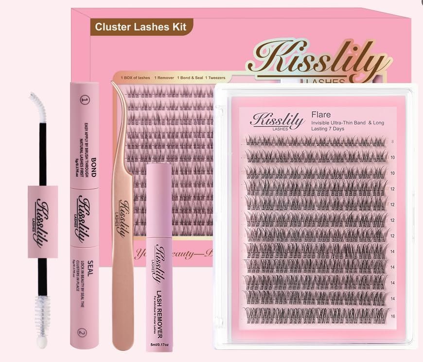 Flare Lashes with Invisible Band – DIY Natural Eyelash Extension Kit with Bond, Seal, Glue, and Remover – Beginner Friendly, Individual Lashes, Waterproof & Long Lasting Makeup Avelisse